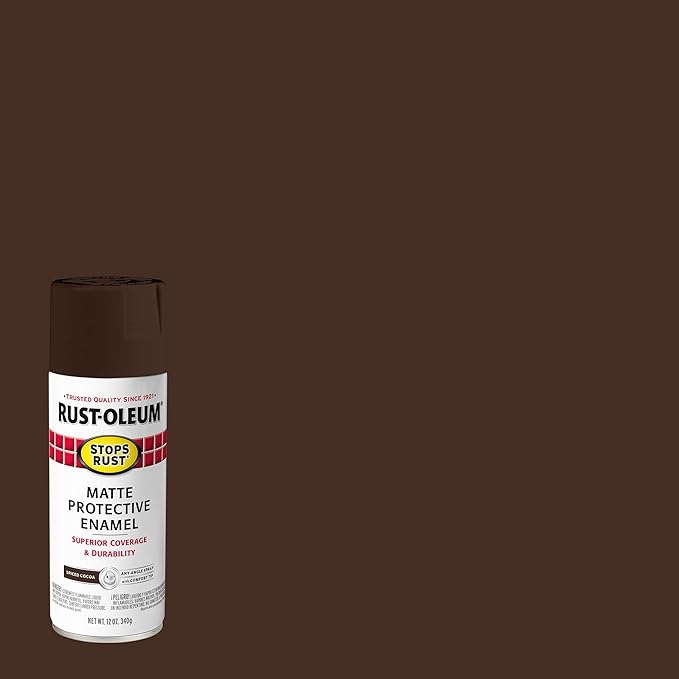 Rust-Oleum 369195-6PK Stops Rust Spray Paint, 12 oz, Matte Spiced Cocoa, 6 Pack
