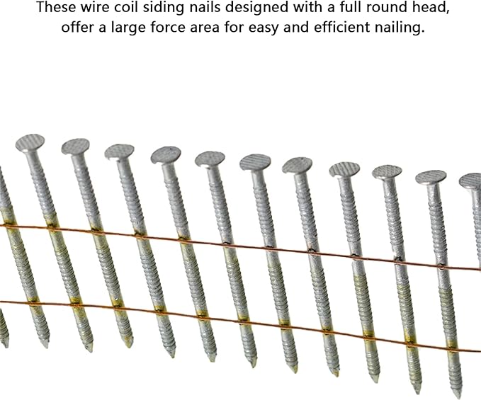 GXYWADY 3600Pcs Wire Coil Siding Nails 0.092 x 1-1/4 In Hot-Dip Galvanized Paint-Dipped Ring Shank Inclined 15 Degree Full Round Head Siding Nails of Lathing and Sheathing Materials