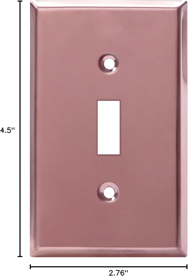 ENERLITES Toggle Light Switch Metal Wall Plate, Stainless Steel Switch Cover, Corrosion Resistant, Mid-Size 1-Gang 4.50" x 2.76", Stainless Steel 201, 7711-PRG, Polished Rose Gold