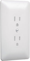 TayMac 2000W MASQUE 2000 Mid-size White 1-Gang Decorator Grounded Duplex Wall Plate, Paintable Outlet Cover Replaces Old Wall Plate