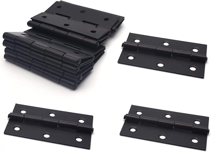 XMHF Cabinet Gate Closet Door Hinges 2.4"x1.5" Home Furniture Hardware Folding Butt Hinges Black with Mounting Screws Pack of 12