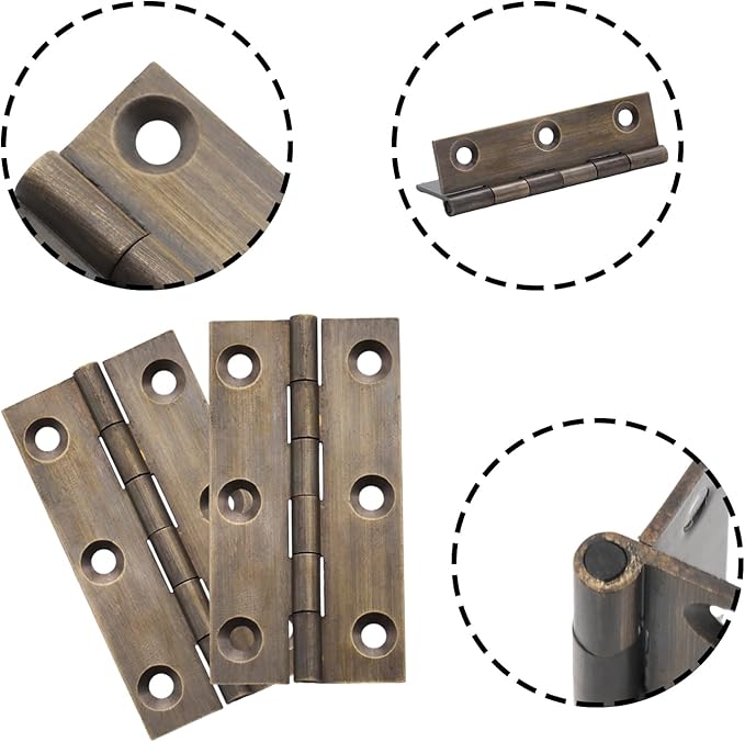 8 Pcs 32mmx62mm / 1.26" x 2.44" Bronze Mini Hinges, 2.5 Inch Solid Brass Folding Butt Hinge, Cabinet Hinge for Jewelry Box, Drawer Cabinet Furniture