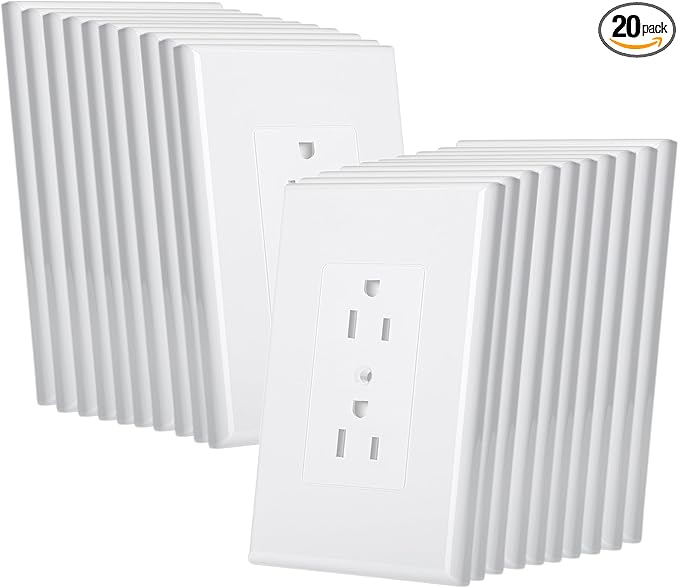Bates- Duplex Wall Outlet Cover, 20 Pack, White Wall Plates