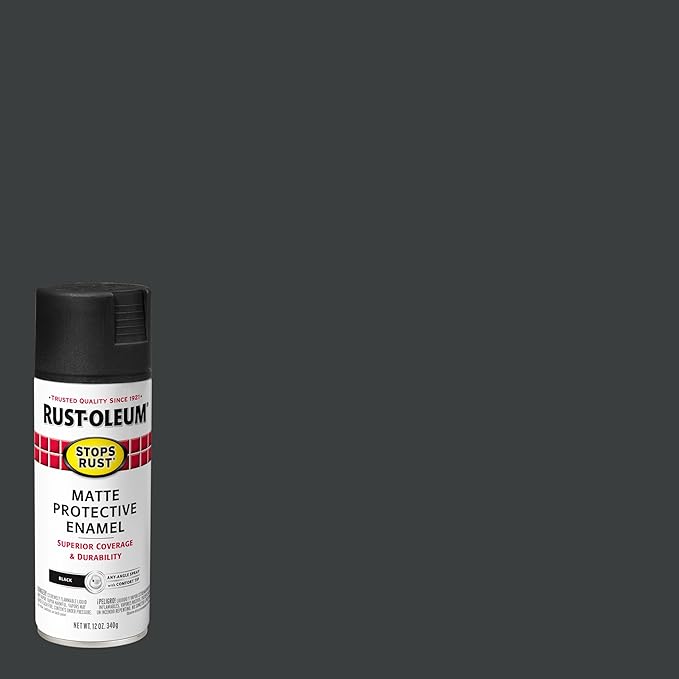 Rust-Oleum 401641-6PK Stops Rust Spray Paint, 12 oz, Matte Black, 6 Pack