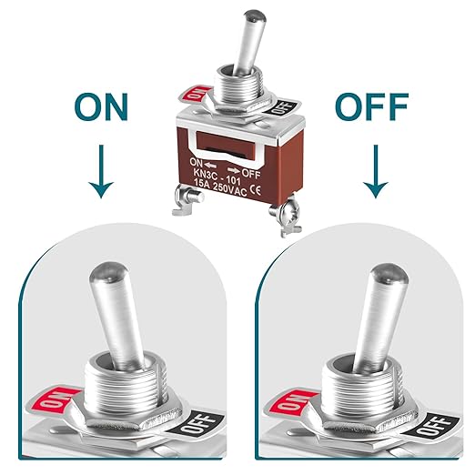 Toggle Switch 12v DC 30A, 5Pack 2Pin SPST ON Off Switch with Waterproof Boot Cap Cover for Auto Car Marine Boat.