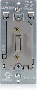 Leviton Toggle Slide LED Advanced Dimmer Switch for 150W Dimmable LED, Halogen and Incandescent Bulbs and Fixtures, TSL01-10G, Gray