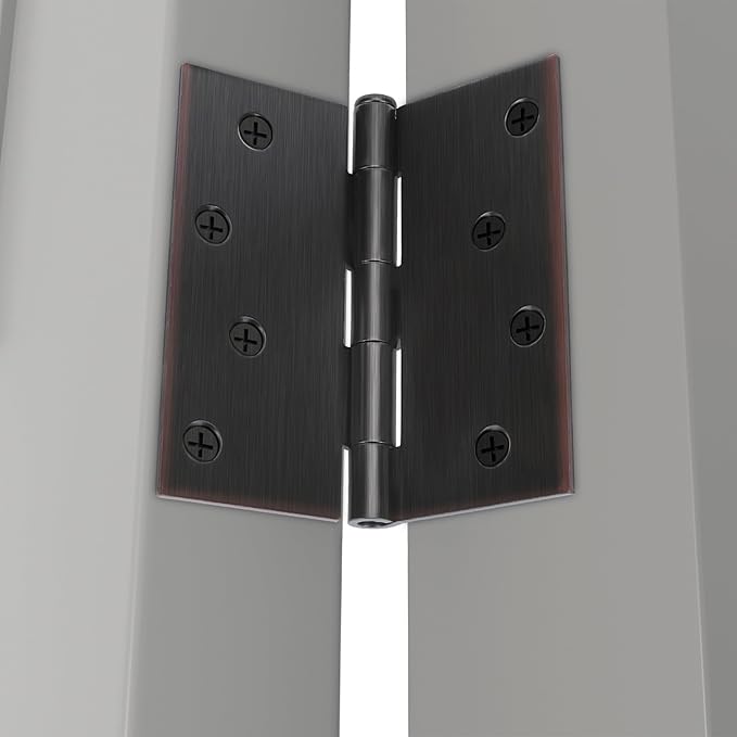 goldenwarm 12 Pack Interior and Exterior Door Hinges, Oil Rubbed Bronze Door Hinges 4 inch x 4 inch with Square Corners