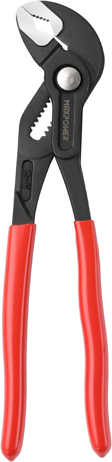 MAXPOWER 10-Inch Tongue-and-Groove Pliers, 1.2" Jaw Opening V Jaw Pliers | Quick Release Push Button Adjustable Pliers, Serrated Teeth, Comfortable Grips