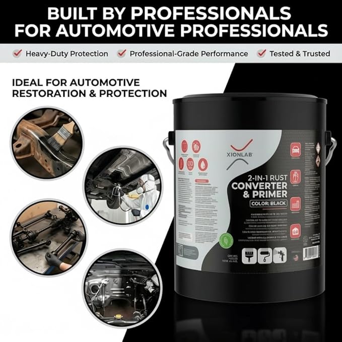 2-in-1 Rust Converter & Metal Primer, Black Rust Inhibitor Paint for Metal, Automotive Rust Reformer, Industrial Grade Water Based, Heat Resistance & UV Resistant. Made in the USA. As Low As ~$0.12 Per Sqft*