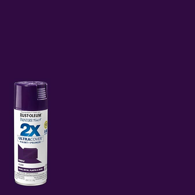 Rust-Oleum 249097 Painter's Touch 2X Ultra Cover Spray Paint, 12 oz, Gloss Purple