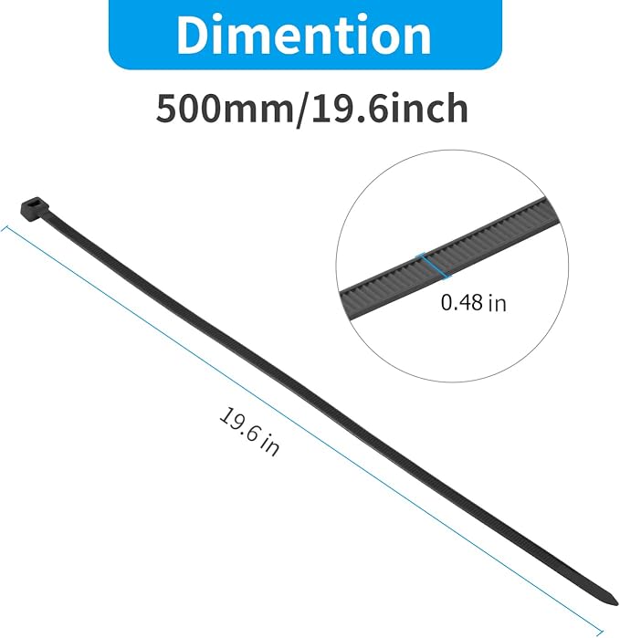 XINGO 20 inch White Zip Ties Heavy Duty 40 PCS, 250 LBS Ultra Strong Plastic Wire Ties, Large Cable Ties Extra Long Tie Wraps, Indoor and Outdoor UV Resistant