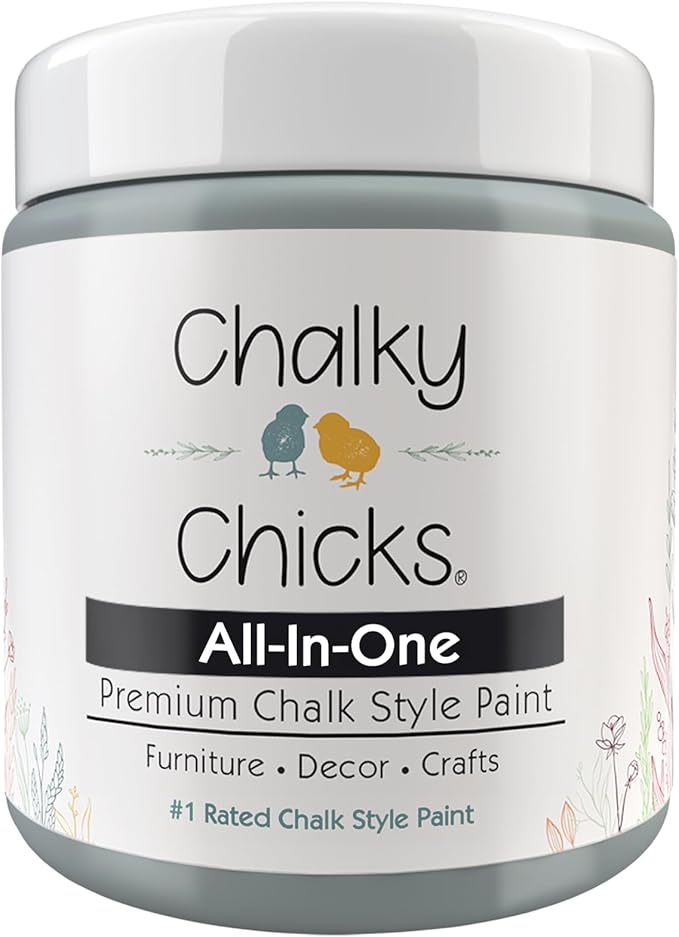 Chalky Chicks 4 Fl Oz Matte Overcast (Blue Gray) Chalk Paint for Furniture Without Sanding - No Prep Furniture Paint No Sanding All in One for Crafts, Wood, Walls, Cabinet, Metal, Dresser, Farmhouse