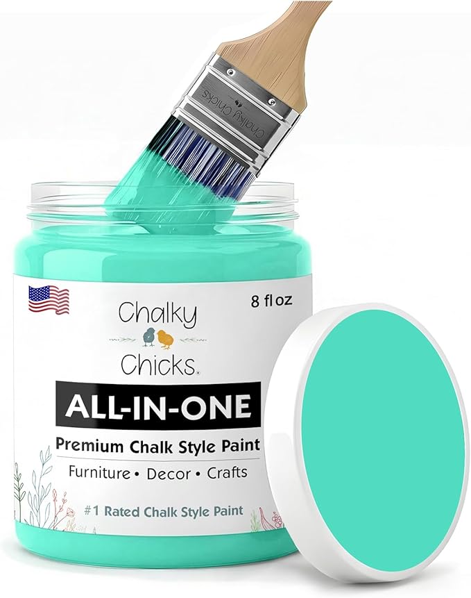 Chalky Chicks 8 Fl Oz Matte Cenote (Teal Blue) Chalk Paint for Furniture Without Sanding - No Prep Furniture Paint No Sanding All in One for Crafts, Wood, Walls, Cabinet, Metal, Dresser, Farmhouse
