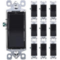 Faith [10-Pack] 3-Way Decorator Paddle Wall Light Switch, 15A 120/277V, On/Off Rocker, Black