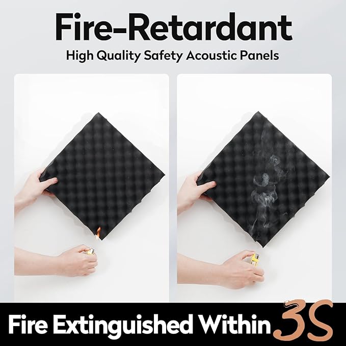 24 Pack Acoustic Panels, 12x12x1.2 Inches Egg Crate Acoustic Foam Panels, Sound Proof Foam Panels Noise Reducing for Walls and Ceiling, Acoustic Wall Panels Sound Absorbing, Soundproof Wall Panels