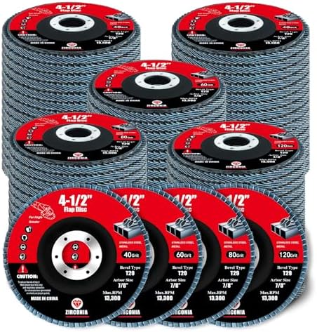 30 Pack Flap Discs 4 1/2 for Angle Grinder, 40/60/80/120 Grit Type 29 Zirconia Abrasive Grinding Wheel, 7/8" Flap Sanding Disc for Metal, Wood, Stainless Steel Finishing