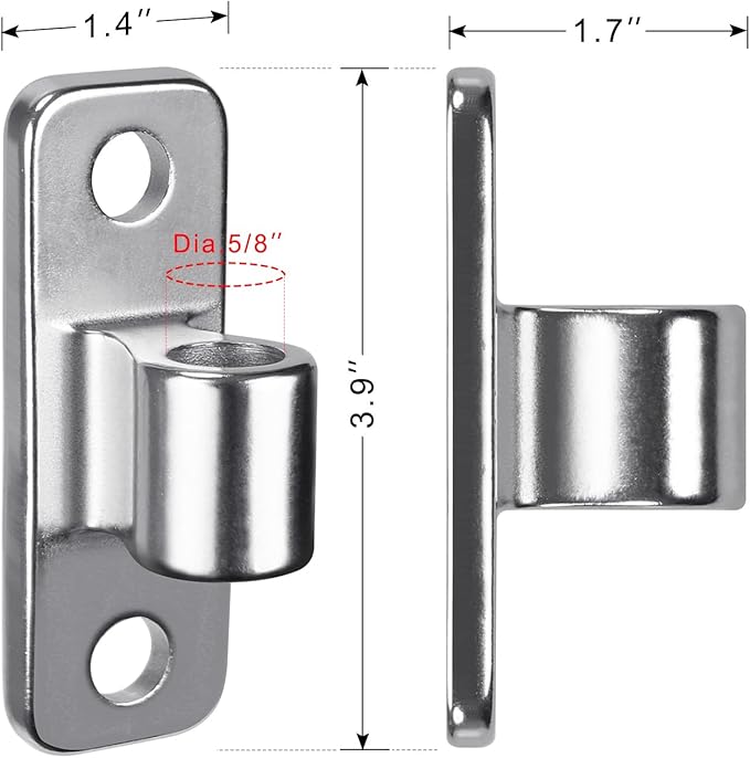Insaga Heavy Duty Wall Mount Gate Hinge 2-Pack, 304 Stainless Steel One-Piece Cast Hinge for Farm Fence, Wood, Metal Gates, Chain Link Fence Post Hinges fits 5/8" Pin