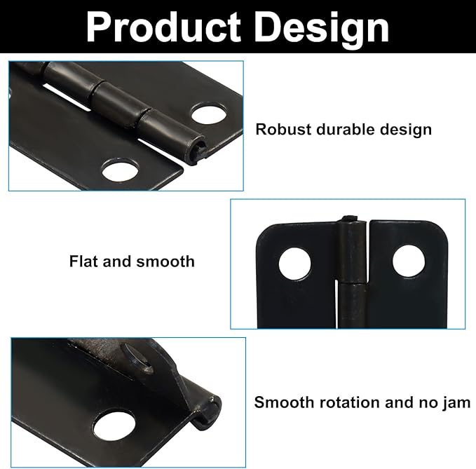 Murtenze 12Pcs Butt Hinge, 1" x 3/4" Metal Foldable Door Hinges with Screws for Cabinet Door Closet, Jewelry, Wooden Box (Black)