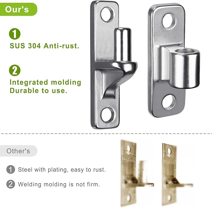 Insaga 304 Stainless Steel Gate Hinges, One Piece Non-Welding Heavy Duty with 5/8'', 2Pack Wall Mount Gate Hinges for Farm Gates and Wooden Fences, Capacity up to 600lbs