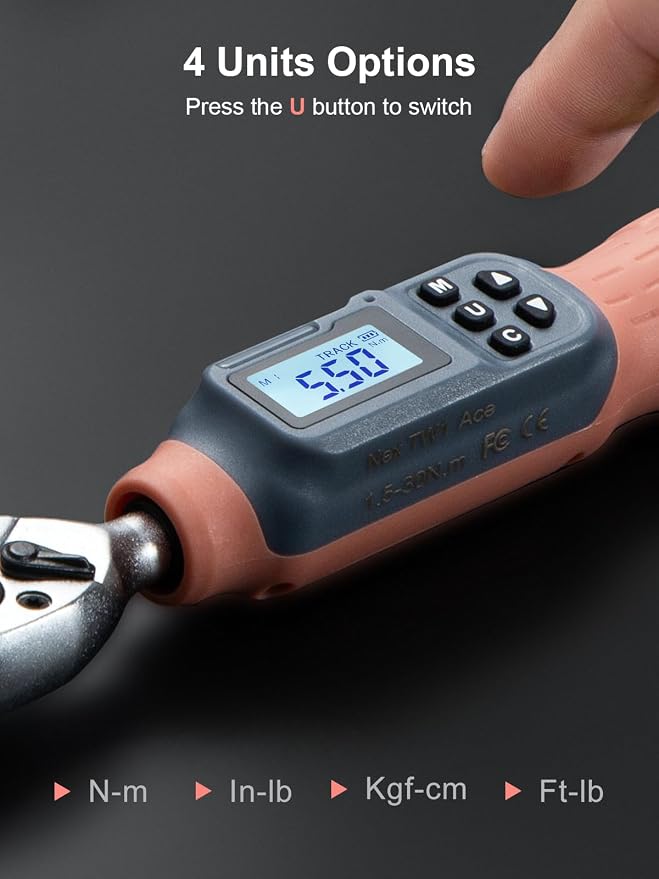 GROWNEER Digital Torque Wrench, 1.1-22.1 Ft-lbs/1.5-30 Nm, 1/4'' Drive Inch Pound Torque Wrench with Buzzer & LED Indicator, Electronic Wrench Set with Bits & Sockets for Gunsmithing Bike Motorcycle