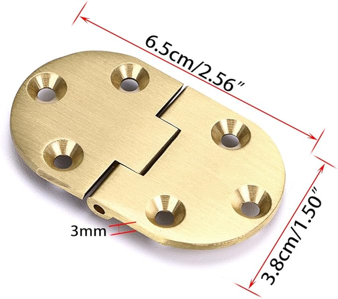 OwnMy Solid Brass Hinge, Drop Front Desk Drawer Butt Hinge for Table Sewing Machine，Doors and Folding Table with Screws (90 Degree - 2 PCS)