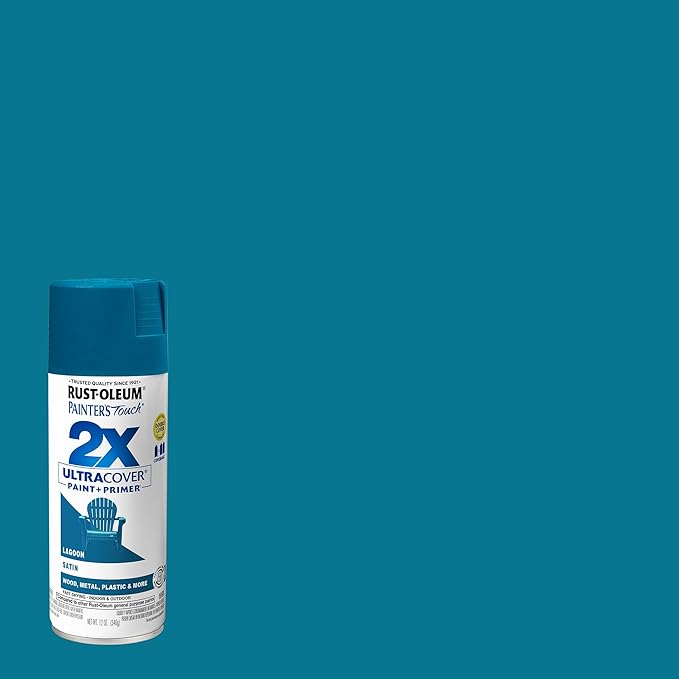Rust-Oleum 334074 Painter's Touch 2X Ultra Cover Spray Paint, 12 oz, Satin Lagoon (Pack of 4)