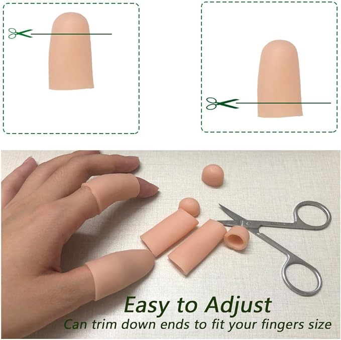 Kris-kikomy Gel Finger Protectors Finger Caps Silicone Fingertips Protection - Finger Cots Great for Trigger Finger, Finger Arthritis, Finger Cracking and Other Finger Pain Relief(Nude, Medium)