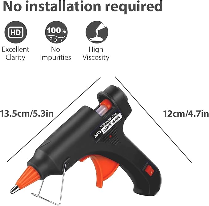 Mini Hot Glue Gun 10pcs Glue Stick Hot Glue Gun Set For Quick Repair Artist DIY Art Home 20w Black