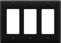 ENERLITES Decorator Light Switch or Receptacle Outlet Wall Plate, Gloss Finish, Size 3-Gang 4.50" x 6.38", Unbreakable Polycarbonate Thermoplastic, UL Listed, 8833-BK, Black