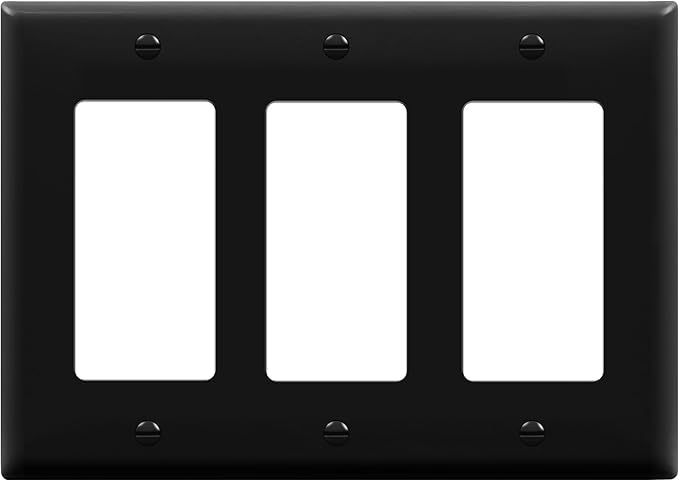 ENERLITES Decorator Light Switch or Receptacle Outlet Wall Plate, Gloss Finish, Size 3-Gang 4.50" x 6.38", Unbreakable Polycarbonate Thermoplastic, UL Listed, 8833-BK, Black