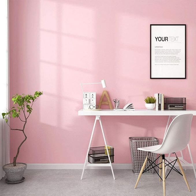 Pink Self-Adhesive Wallpaper Film Stick Paper Easy to Apply | Peel and Stick Wallpaper Shelf Liner Table and Door Reform Wall paper