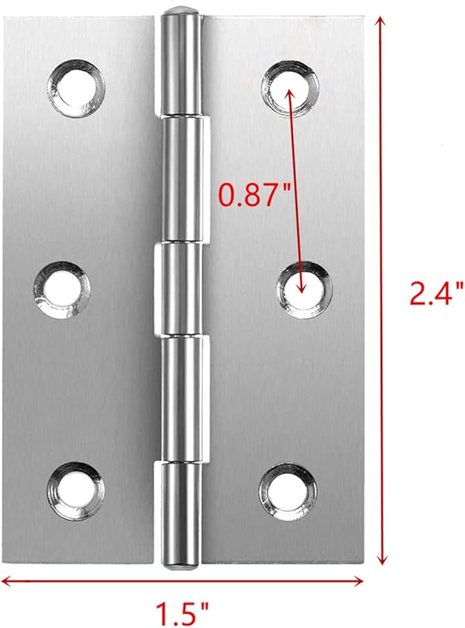 XMHF Cabinet Gate Closet Door Hinges 2.4"x1.5" Home Furniture Hardware Folding Butt Hinges Silver Tone with Mounting Screws Pack of 12