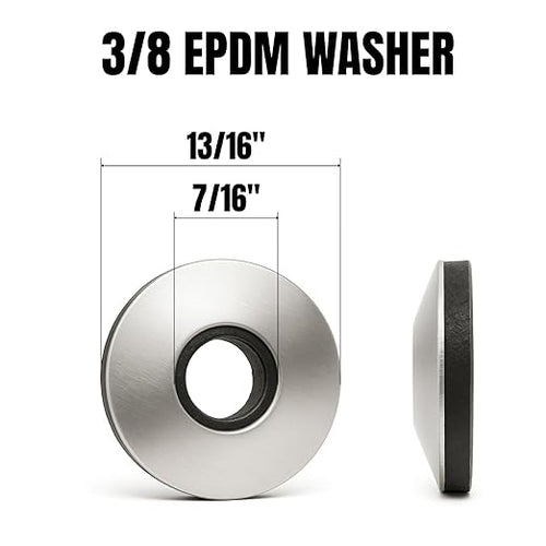 100 PCs 3/8" EPDM Bonded Sealing Washers, 304 Stainless Steel Rubber Roof Screw Washers – Leakproof Metal Panel Fasteners