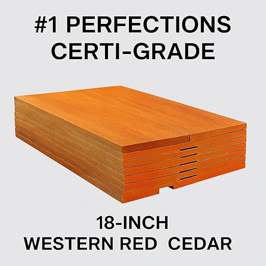 18" #1 Perfections Western Red Cedar Shingles – CERTI‑Grade, Clear Vertical Grain, Kiln Dried – Premium Cedar Siding & Roofing Shingles (USA Mill)