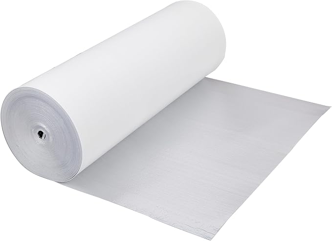 SmartSHIELD -1.5mm 48" x200ft Reflective Insulation roll 800 Sq. Ft., Foam Core Radiant Barrier, Thermal Insulation Shield - Commercial Grade Foil - White / Foil