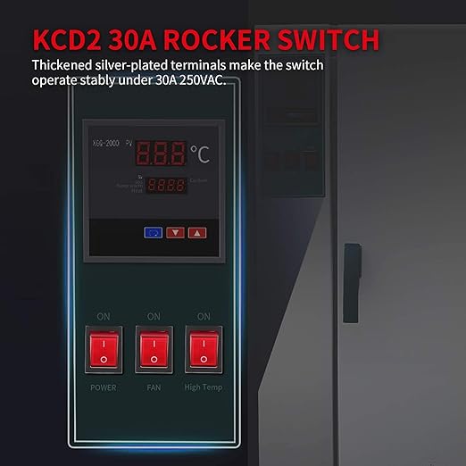 DaierTek 30A 250V KCD2 KCD4 Rocker Switch DPST 4 Pin Red Lighted 120V Rocker Toggle Switch ON Off Heavy Duty T125-3Pack