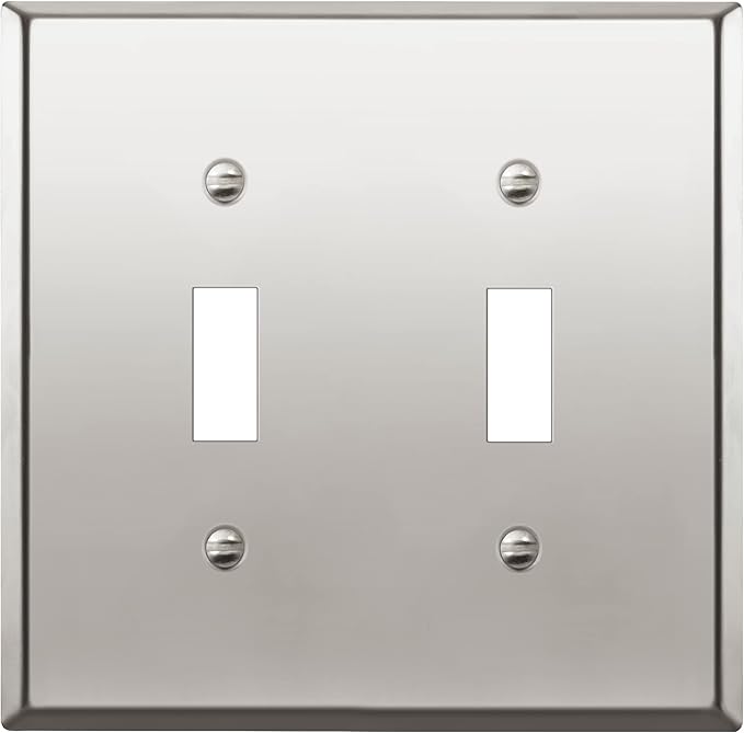 ENERLITES Toggle Light Switch Metal Wall Plate, Stainless Steel 201, Corrosion Resistant, Size 2-Gang 4.50" x 4.57", 7712-PC, Polished Chrome, Silver (Pack of 1)