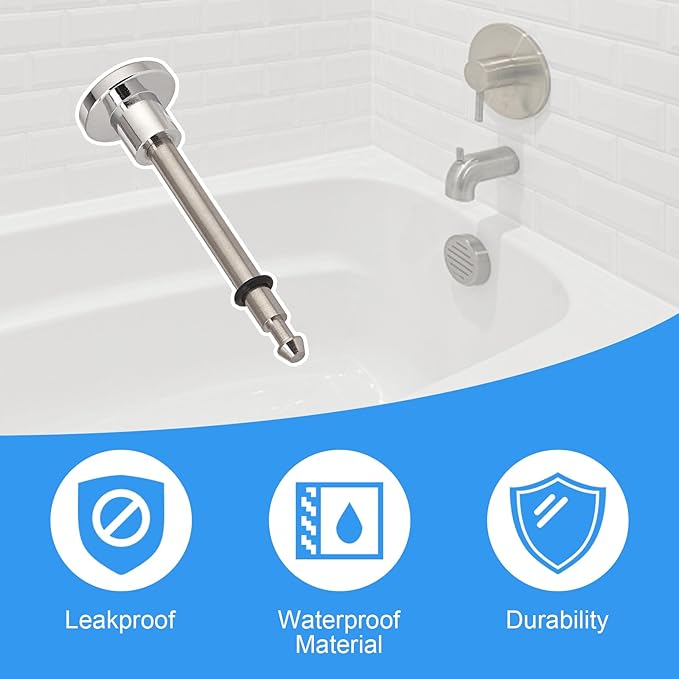 Universal 2 Pcs Tub Spout Diverter Repair Kit, Includes 2 x Diverter Valve Stems, 2 x Gates and 2 x Cup Seals, Bathroom Shower Bathtub Leaky Faucet Repair Replacement Parts (Polished Chrome)