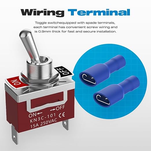 Waterproof Toggle Switch, Malictele SPST 2Pin ON/Off Marine 12V DC 30A/125VAC 20A Heavy Duty Toggle Switch with Waterproof Cap Terminals for Vehicles and Boats-2 Pack