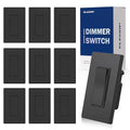 ELEGRP Dimmer Light Switch for 300W Dimmable LED/CFL Lights and 600W INC/HAL Bulbs, Single Pole/3-Way LED Slide Dimmer Light Switch, Wall Plate Included, UL Listed, 10 Pack, Matte Black