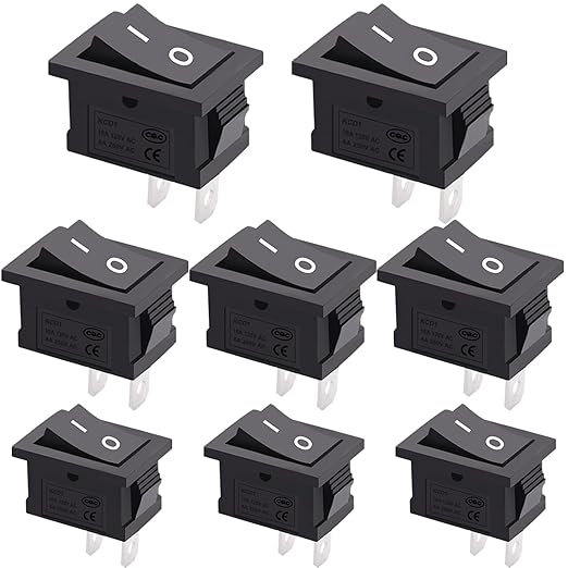 TWTADE 8Pcs 12V Rocker Switch On/Off 2 Pin 2 Position SPST Car Auto Boat Rocker Toggle Switch AC 6A/250V 10A/125V KCD1-1-101