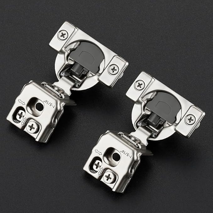 Ravinte 50 Pack 25 Pair 1-5/16 inch Overlay Soft Close Kitchen Cabinet Hinges Stainless Steel Adjustable Kitchen Hinges Satin Nickel Cabinet Hardware