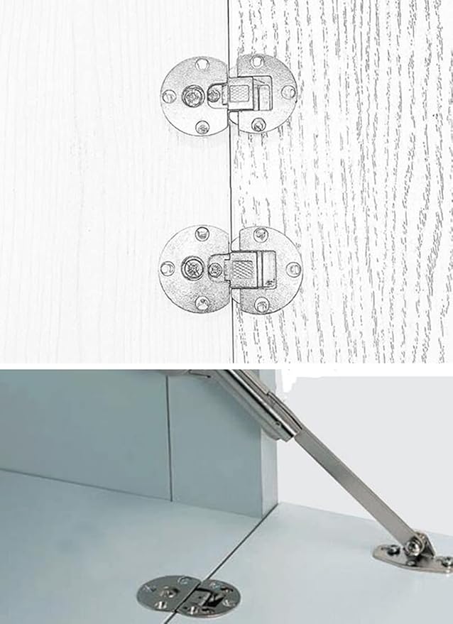 WANLIAN(2 Pieces)-90 Degree Page Turning axis Adjustable Cabinet Door Concealed Hinge Special Table Drop Down Hinge Flush Hinge
