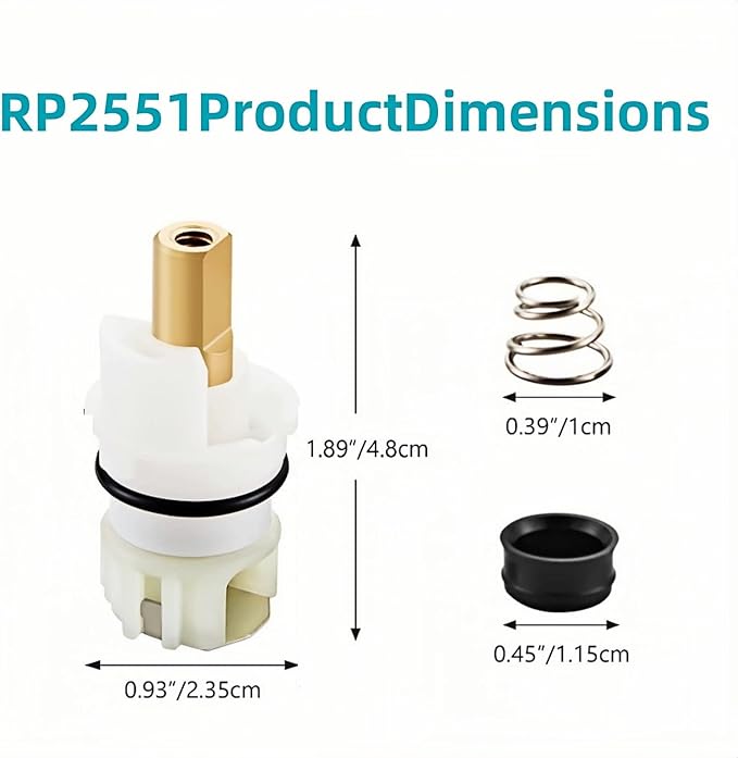 RP25513 faucet stem assembly Replacement Kit,for Delta two handle Faucet Repair Kit,Includes RP24096 Cartridge RP4993 Seat and Spring RP24097 Turn stop1/4, 2 Pack