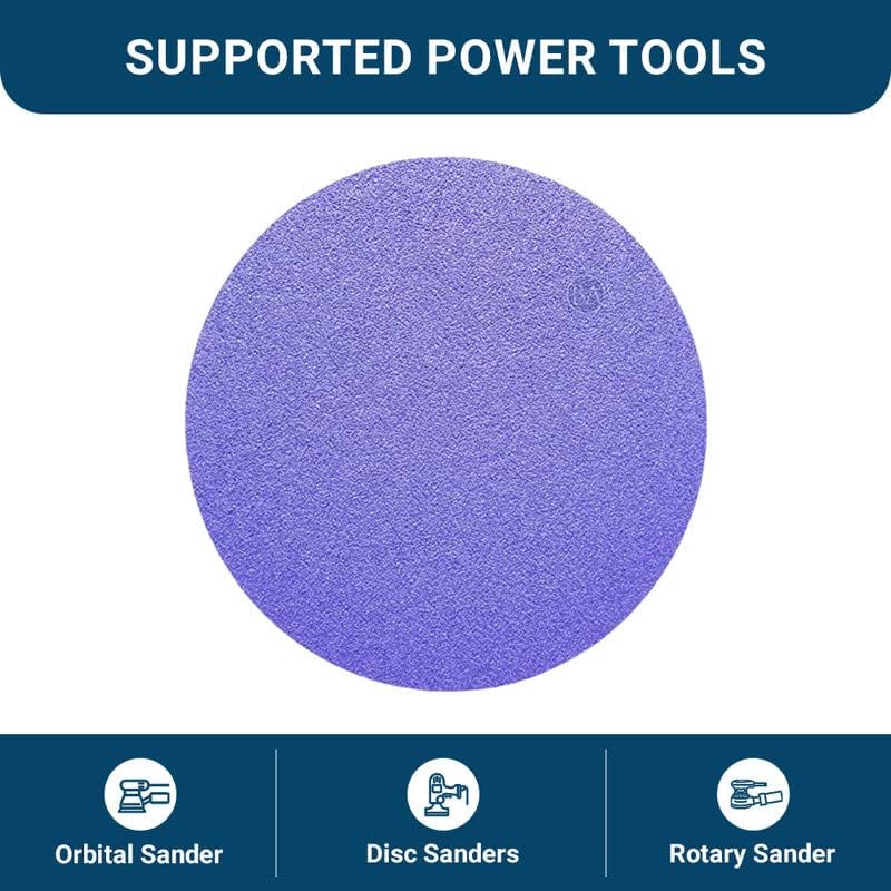 Benchmark Abrasives 6 Inch Sanding Discs Hook and Loop Ceramic No Holes Adhesive Sandpaper for Surface Blending, Automotive Metals Fiberglass - Orbital Sander Sandpaper (50 Discs), 2000 Grit