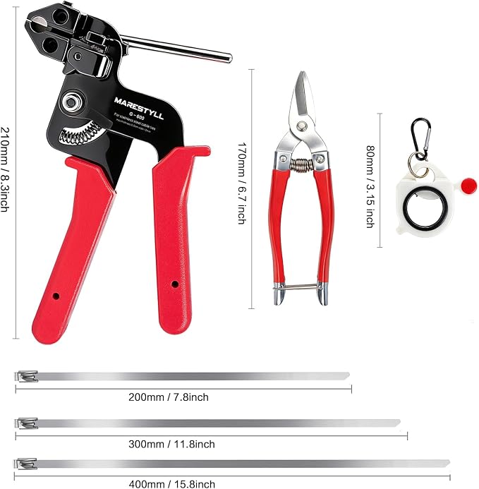 Metal Zip Ties Gun Set-For Fastening And Cutting Tie Special Tool,With 150pcs Stainless Steel Zip Ties Heavy Duty Outdoor，For Chain Link Fence Parts, Wire Fence Rolls,Exhaust Wrap, Poultry Fence