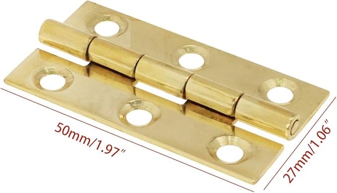 2Inch Pure Brass Hinges Butt Hinges for Furniture Cabinet Drawer Door 4pcs