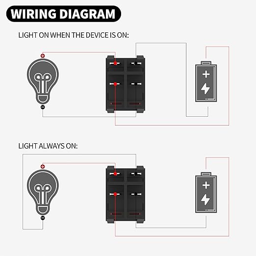 DaierTek 12V 30A Rocker Switch 4 Pin Red LED Lighted Rocker Toggle Switch DPST Heavy Duty 30 Amp 12 Volt Rocker Switch KCD2 KCD4-5pcs