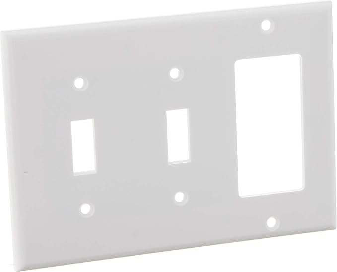 Leviton 2-Toggle 1-Decora/GFCI Device Combination Wallplate, 80421-W, White