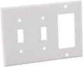 Leviton 2-Toggle 1-Decora/GFCI Device Combination Wallplate, 80421-W, White